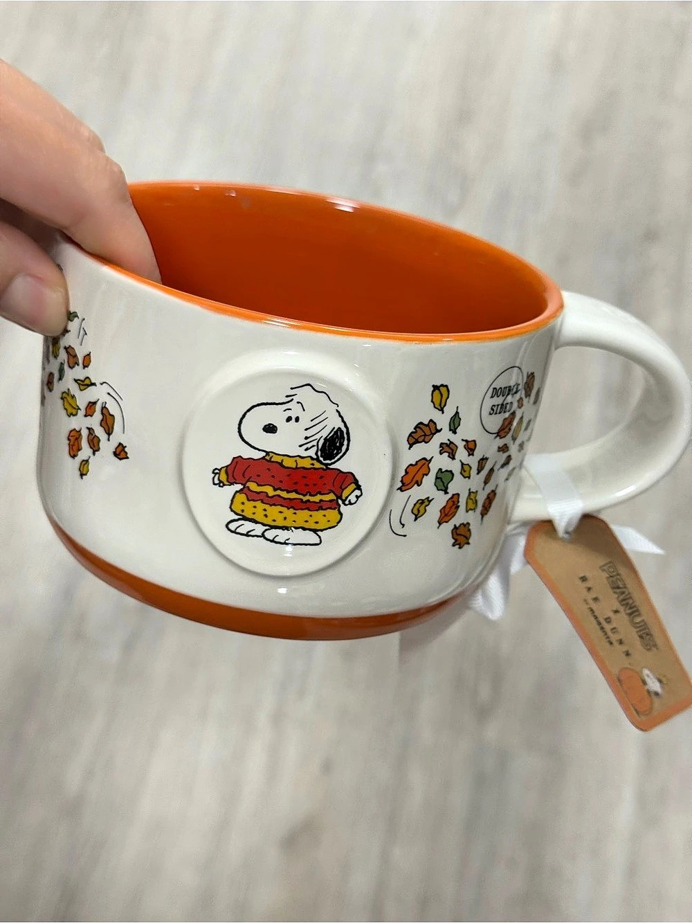 Peanuts Sweater Weather Ceramic Mug White & Orange NWT